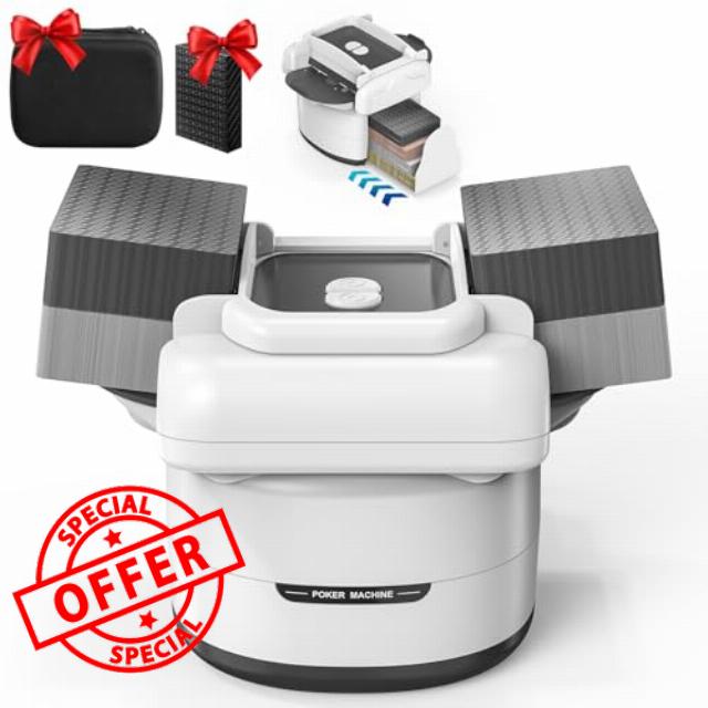 Rechargeable Automatic Card Shuffler Set for 1-4 Decks with Cards&Bag | Electric card shuffler includes portable carry bag & bonus playing cards for poker