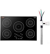 VEVOR Electric Cooktop 12inch 2 Burners Portable Stove Top 1800W 120V, Ceramic Countertop/Built-i...