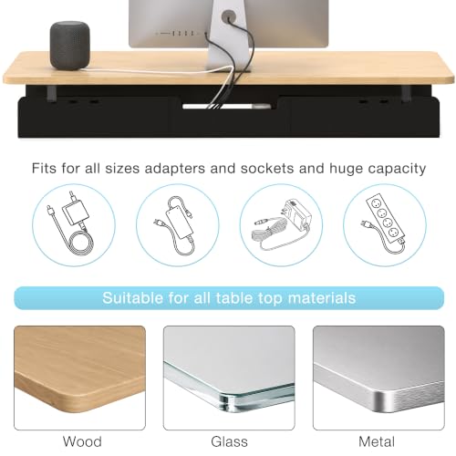 Desk Wire Management Tray with Clamp or Screw Mount