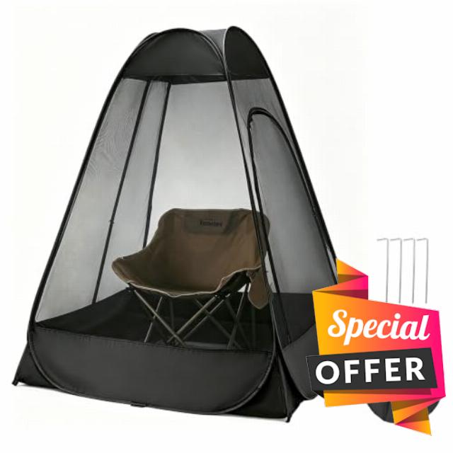 1 Person Pop Up Mosquito Net Tent for Chair with Stakes and Storage Bag                                                          Transparent Single Mesh Bug Beater