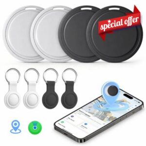 Air Tracker Tags 4Pack Smart Tracker for Keys with Apple Find My (iOS Only) | Bluetooth Tracker Item Finder Smart Tag for Keys Luggage [Apple Find My Certified] 2-Year Replaceable Battery