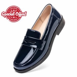 Women’s Comfortable & Lightweight Leather Penny Loafers Slip On Business Casual Dress Shoes Office Work Flats Everyday Walking Shoes for Wome