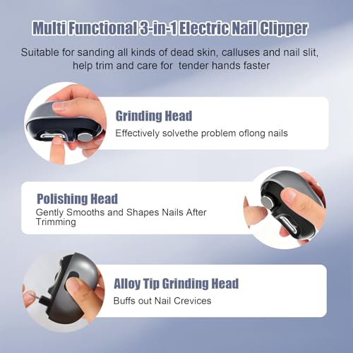 3-in-1 Automatic Nail Trimmer Baby Electric Nail Clipper with LED Light & Nail Scraps Storage
