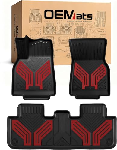 Racing Red Wing Design | Car Mat Full Set Front & Rear | All-Weather Protectio