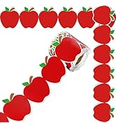 Whaline Back to School Bulletin Board Border Pencil Apples Crayon Die Cut Trim Border Roll for Fi...