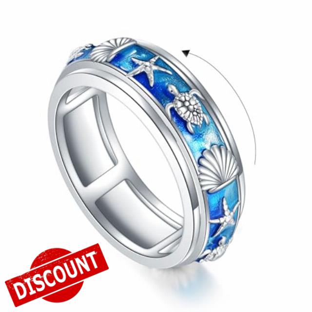 Fidget Anxiety Spinner Rings Spinning Rings Relieve Stress Jewelry Gifts                                                          Vibrant Turtle Enamel; Spinning Anxiety Relief Function; Idea Gifts for Christmas