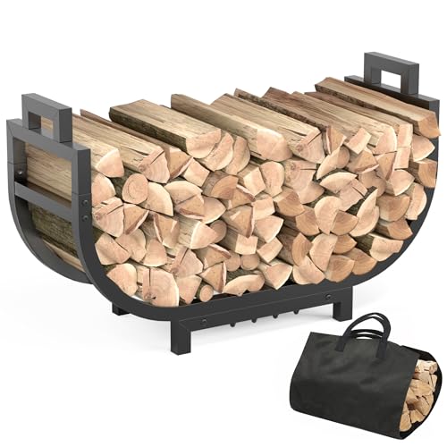 Stable Metal Wood Rack Heavy Duty Log Holder for Fireplace Patio Deck