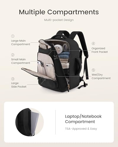 Waterproof Weekender Bag 18 inch Laptop 5 Compartments for Business Travel