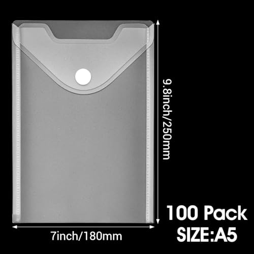 7 X 10 Clear Reusable Waterproof File Folder A5 Clear Envelopes for School and Office Supplies