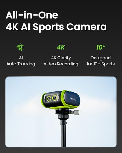 AI Sports Camera(Green) All-in-one AI action camera with 4K dual-lens recording