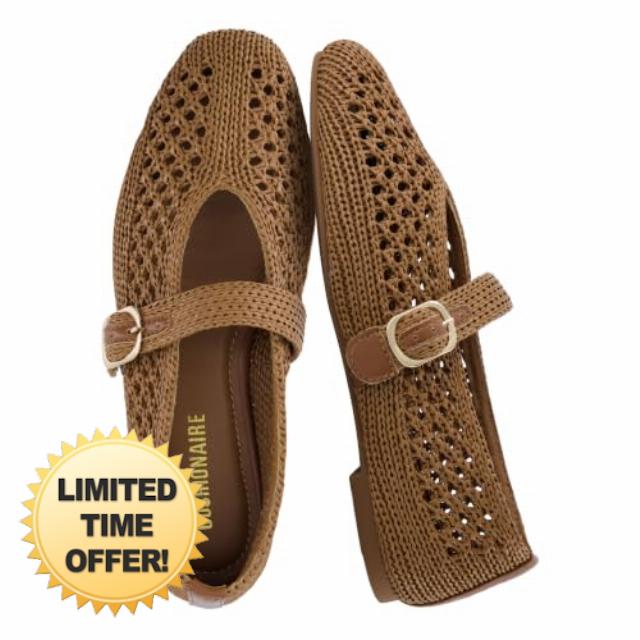 CUSHIONAIRE Monet Woven Mary Jane Flats for Women