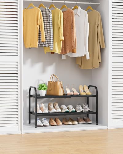 Black 2-Tier Shoe Rack for Closet