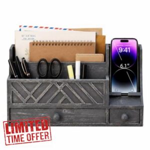 Wooden Desk Organizer with Drawers