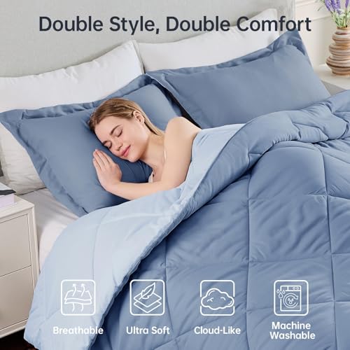 3 Pieces Down Alternative Bed Set Includes 1 Lightweight Comforter and 2 Pillow Shams
