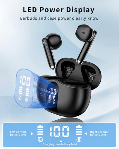 2026 Bluetooth 5.4 Headphones Bass Stereo Ear Buds with Noise Cancelling Mic