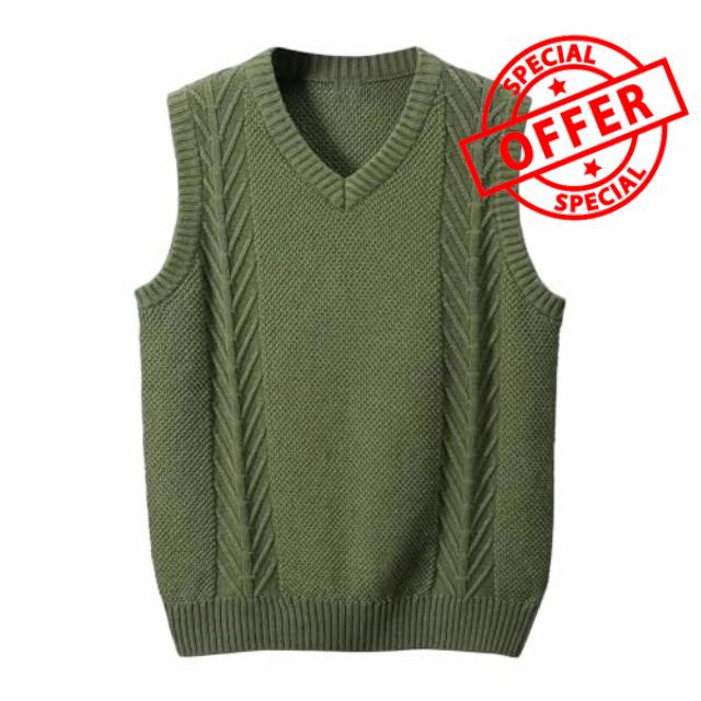 Mens Sweater Vest V Neck Sleeveless Chunky Cable Knit Pullover Casual Layering Knitwear for Fall Winter Daily