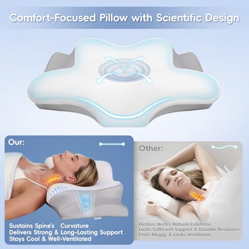 2 Heights Ergonomic Pillow with Breathable Ice Silk Cover