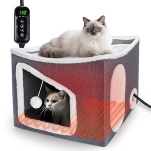 Large Cat Bed with Heating Pad