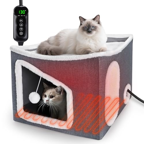 Large Cat Bed with Heating Pad