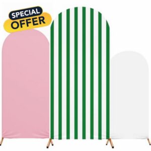 Striped Arch Backdrop Cover Set of 3 Pink Arch Covers Spandex Stretch Backdrop Stand 4ft