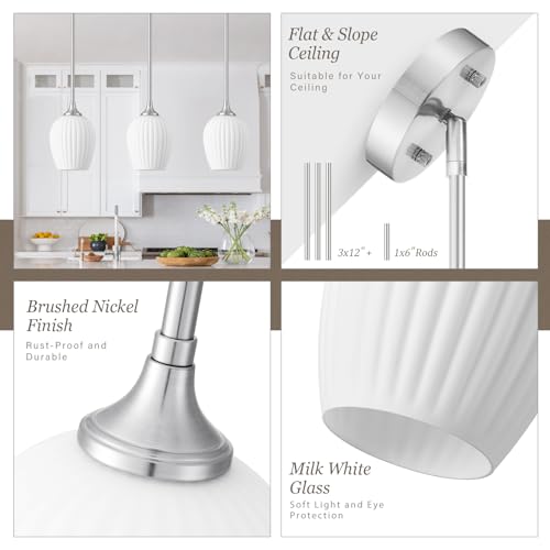 1-Light 5.8" Brushed Nickel Modern Pendant Light Fixtures with Rods