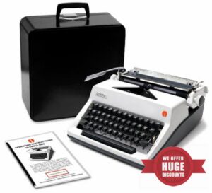 White 1971 Olympia SM9 De Luxe Restored Typewriter with Case                                                          New Platen