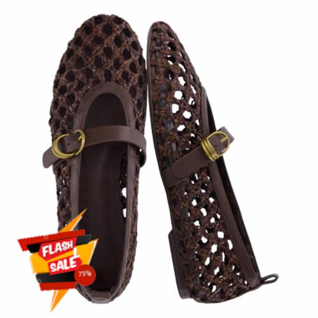 CUSHIONAIRE Wendy Woven Mary Jane Flats for Women with Memory Foam