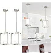 LWYTJO Black Pendant Lights Kitchen Island 2 Pack, Modern Small Lantern Kitchen Pendant Lighting ...