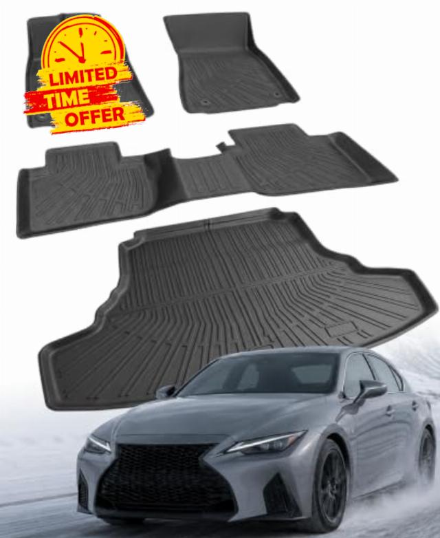 Floor Mats for Lexus is RWD 2015-2025 IS200t / IS250 / IS300 / IS350 | All-Weather Protection Durable TPE Floor Liner Trunk Mats Accessories Compatible with Lexus IS RWD 2015-2025
