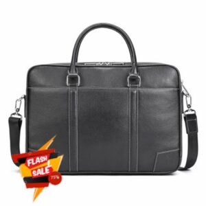 Mens Genuine Leather Briefcase Laptop Bag Fits 15.6 Inch Laptop