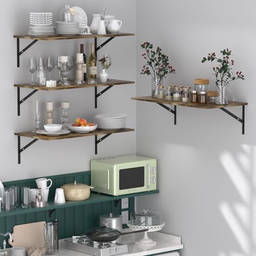 Wide Floating Wall Mounted Shelves for Living Room