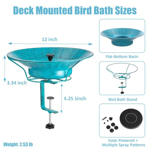 Metal Bird Bath Fountain with Railing Clamp