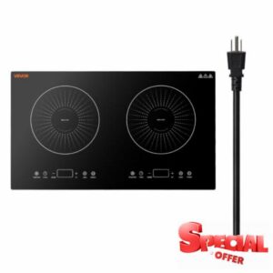 VEVOR Induction Cooktop 24inch 2 Burners Built-in Electric Stove 110V 1800W