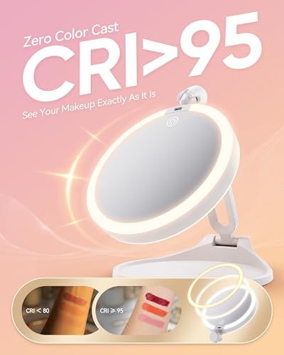2000mAh Foldable Portable Mirror for Desk & Travel - White