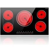 Noxton 36 Inch Electric Cooktop 5 Burner Electric Stove Top, Built-in Radiant Ceramic Cooktop wit...