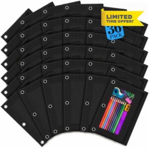 36 Pack Pencil Pouch for 3 Ring Binder Pencil Bags with Zipper Clear Window                                                          3 Ring Binder Pencil Pouch Multi-Color Pencil Case Sturdy & Durable Pen Bag for Office College Classroom School Supplies