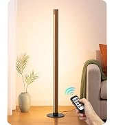 EDISHINE Mid Century Modern Floor Lamp with Remote, Dimmable Wood LED Corner Lamp, Minimalist Sta...