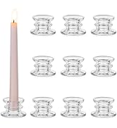 Glasseam Glass Tapered Candlestick Holders: 10Pcs Small Taper Candle Holders Bulk Clear Candle St...