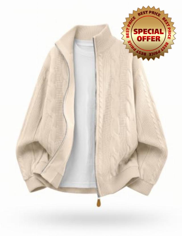 JMIERR Mens Casual Cable Knit Full Zip Cardigan Sweater                                                          Machine Washable