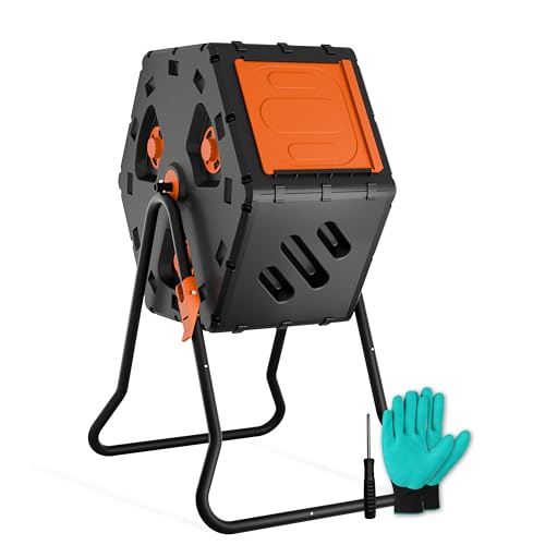Easy Assemble Compost Bin Outdoor | 360°Rotating Composter for Garden
