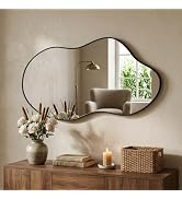 potijo Irregular Wall Mirror 24×40 Inch Wall Mirrors Decorative Black Modern Asymmetrical Abstrac...