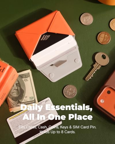 Jet Black Apple Find My & Google Find Hub Integration | Holds 8 Cards | MOVAS Leather | Pull-to-Access | Travel Essential | Best Gif