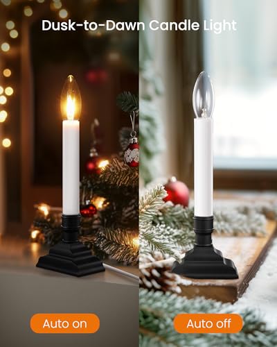 Flameless Candlesticks for Christmas Window