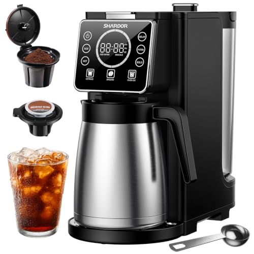 Hot & Iced Coffee Machine for K Cup Pods & Grounds