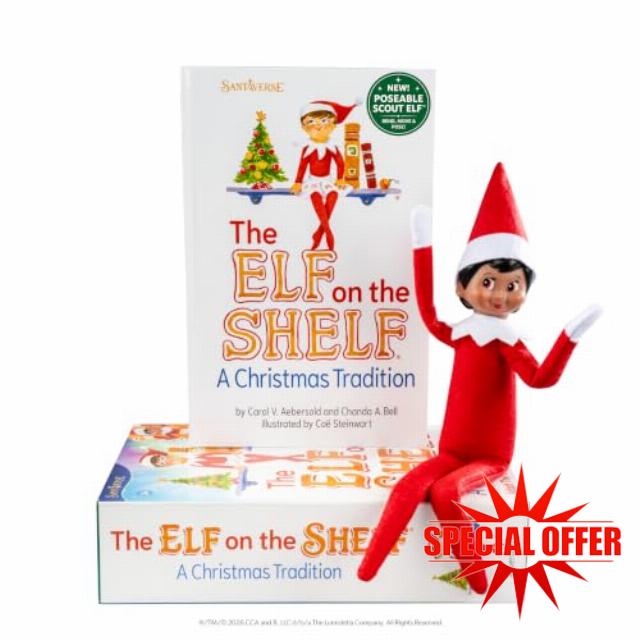The Elf on the Shelf Box Set - Poseable Girl Scout Elf with Brown Eyes | Official Elf doll with bendable arms & legs