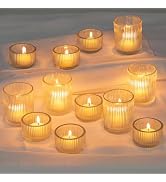 Glasseam Small Candle Stick Holder: Crystal Clear Glass Candle Holder Set of 10, Modern Taper Can...