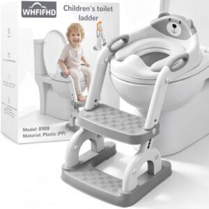 Potty Training Toilet with Step Stool: 8 Heights for Toddler 2-in-1                                                          Potty Training Seat - for Kids Boys Girls