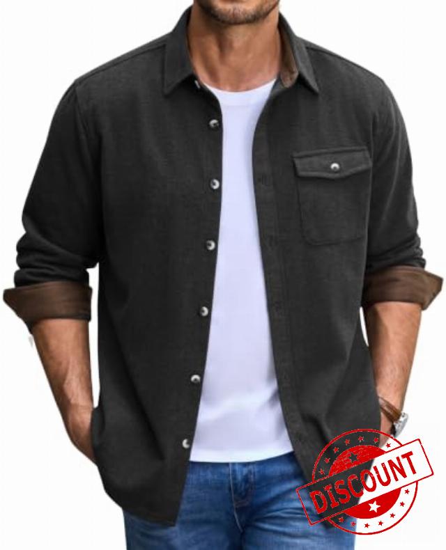 COOFANDY Men's Button Down Shirt Jacket Long Sleeve Flannel Shirts Shacket