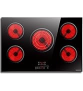 Noxton Electric Cooktop 30 Inch 5 Burners Electric Stove Top, Built-in Radiant Ceramic Cooktop wi...