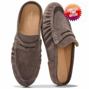 Project Cloud 100% Genuine Leather Penny Loafers for Women Mule Footwear                                                          Mules For Women with Memory Foam Insole Womens Flats-Lightweight Womens Loafers & Womens Shoes-Women's Loafers & Slip-ons